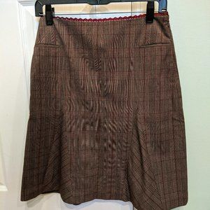 Kenneth Cole plaid brown skirt with pocket